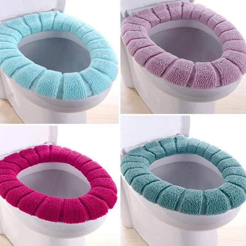 Bathroom Toilet Seat Comfortable Velvet Coral Toilet Household Closes tool Soft Mat Seat Soft Case Lid Winter