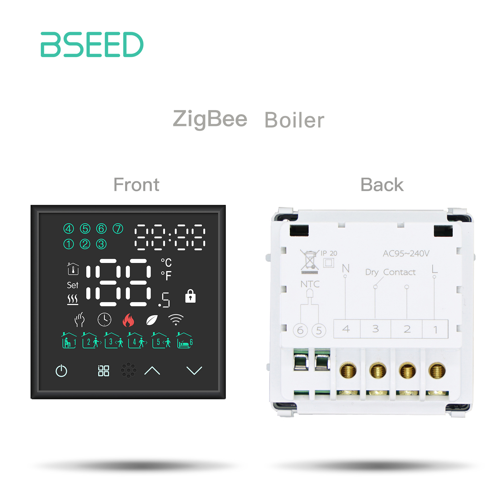 BSEED Touch Screen Electric Floor Heating Water Boiler Room Thermostat Module Part ZigBee Alexa Temperature Controller APP: Beige