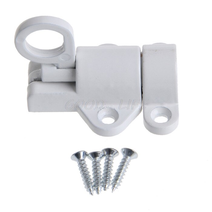 Window Gate Security Pull Ring Spring Bounce Door Bolt Aluminum Latch Lock White: Default Title