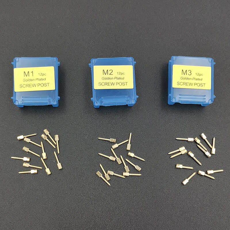 12 stücke Zahn Gold Überzogene Schraube Post S1 S2 S3 L1 L2 Edelstahl Zahn Schraube Beiträge M1 M2 M3 einzigen Paket Zahn Materialien