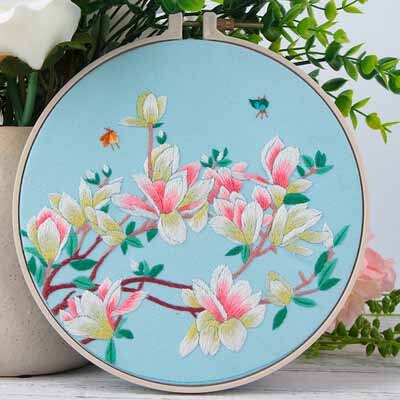 Hand Chinese Flower Embroidery Kits Needlework Kits Floral Cross Stitch Sets with Hoop Swing Art Wall Painting Home Decor: 6