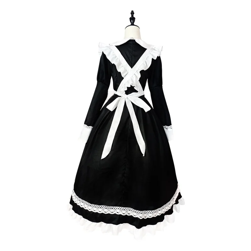 Halloween Cosplay Costumes Anime Apron Maid Role Play Long Dress Plus Size Black White Lolita Lingerie Dress Maid Outfits