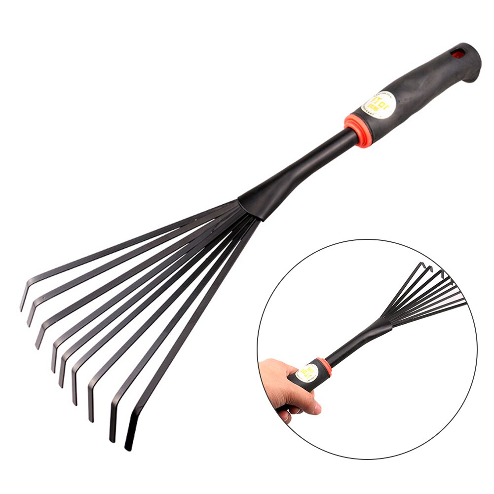 14 zoll 9 Wurzel Rost Beständig Mit Ergonomischen Griff Sammeln Blatt Tragbare Rasen Werkzeug Garten Rechen Professionelle Hand Fan Gießen eisen