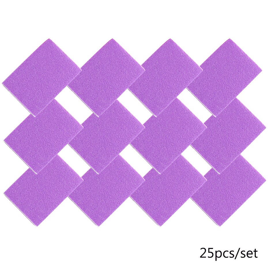 Esponjas para uñas, limas de uñas de doble cara, 25/50 de grano, Mini bloques de pulido para pedicura, herramientas de lijado, manicura #100/180-1, 1824 Uds.: 25pcs-Purple