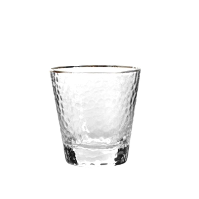 Taza de leche y café con borde dorado, vaso de Agua de Cristal martillado, vaso de zumo sin plomo, taza de bebida transparente, vaso de vidrio para el hogar: A-colorless 295ml