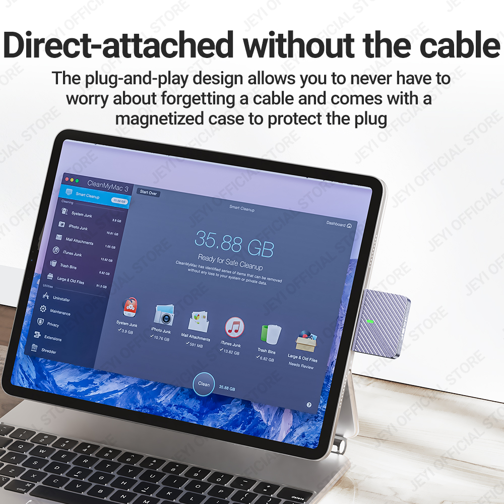 JEYI 2230 M.2 NVMe Direct-Attach SSD-Gehäuse, USB 3.2 10 Gbit/s Inline-Aluminium-Solid-State-Laufwerk mit Magnet-Schutzhülle