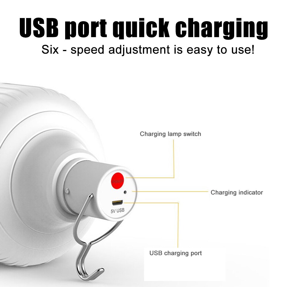 Led campinglampe usb genopladelig nødnatmarked 5 model campinglys til udendørs vandreture transportabelt teltlys