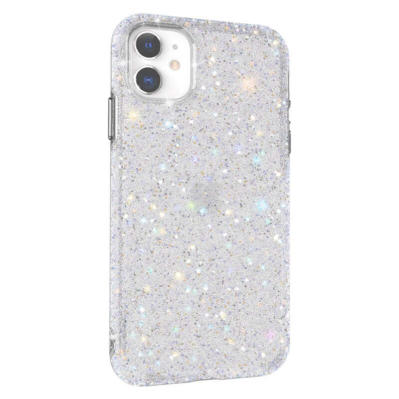 Diamond Case on For iPhone 12 Pro Max iPhone12 11 Pro Max 11 Cases Luxury Sparkle Glitter Diamond Crystal Rhinestone Bling Cover: For iPhone 11 / White