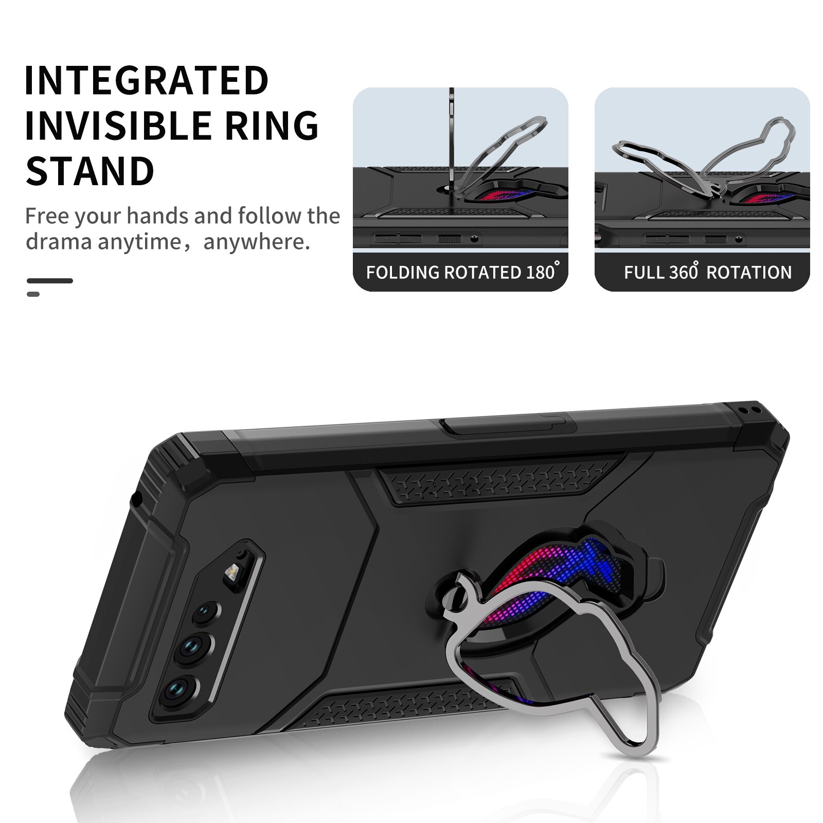 ZSHOW Armor Case for ASUS ROG Phone 5 5s Case Air Trigger Compatible with Kickstand Dust Plug Protection for ROG Phone 5s