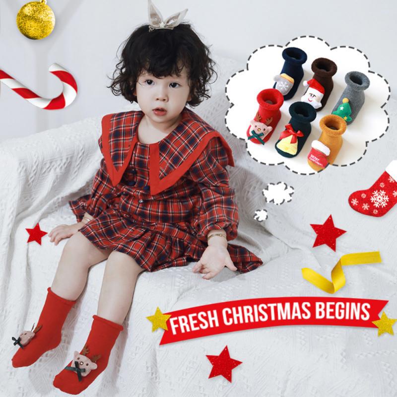 Katoen Floor Sokken Siliconen Antislip Warme Herfst En Winter Baby Baby Jongens Meisjes Voor Kinderen Badstof Kerst accessoires