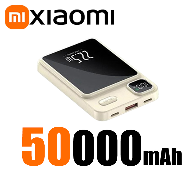 Xiaomi 50000mAh Magnetic Wireless Charger Power Bank Magsafe External Battery Super Fast Charging PowerBank For iPhone 15 16: Silver