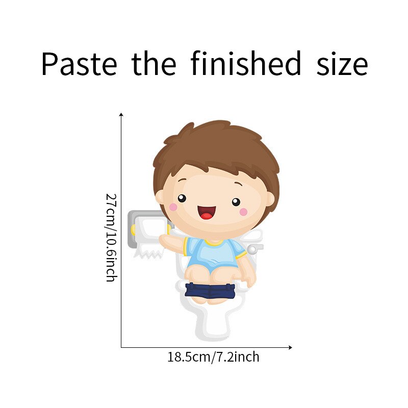 Cartoon Cute Little Boy Squatting Toilet Nursery Toilet Stickers Home Decoration Wall Stickers Self-Adhesive: Default Title
