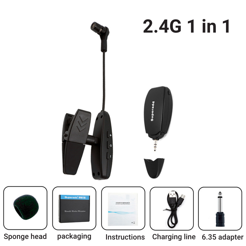 Instrumentos sem fio captador amplificador uhf 2.4g microfone receptor sem fio transmissor para saxofone trompete chifre tuba flauta: Verde