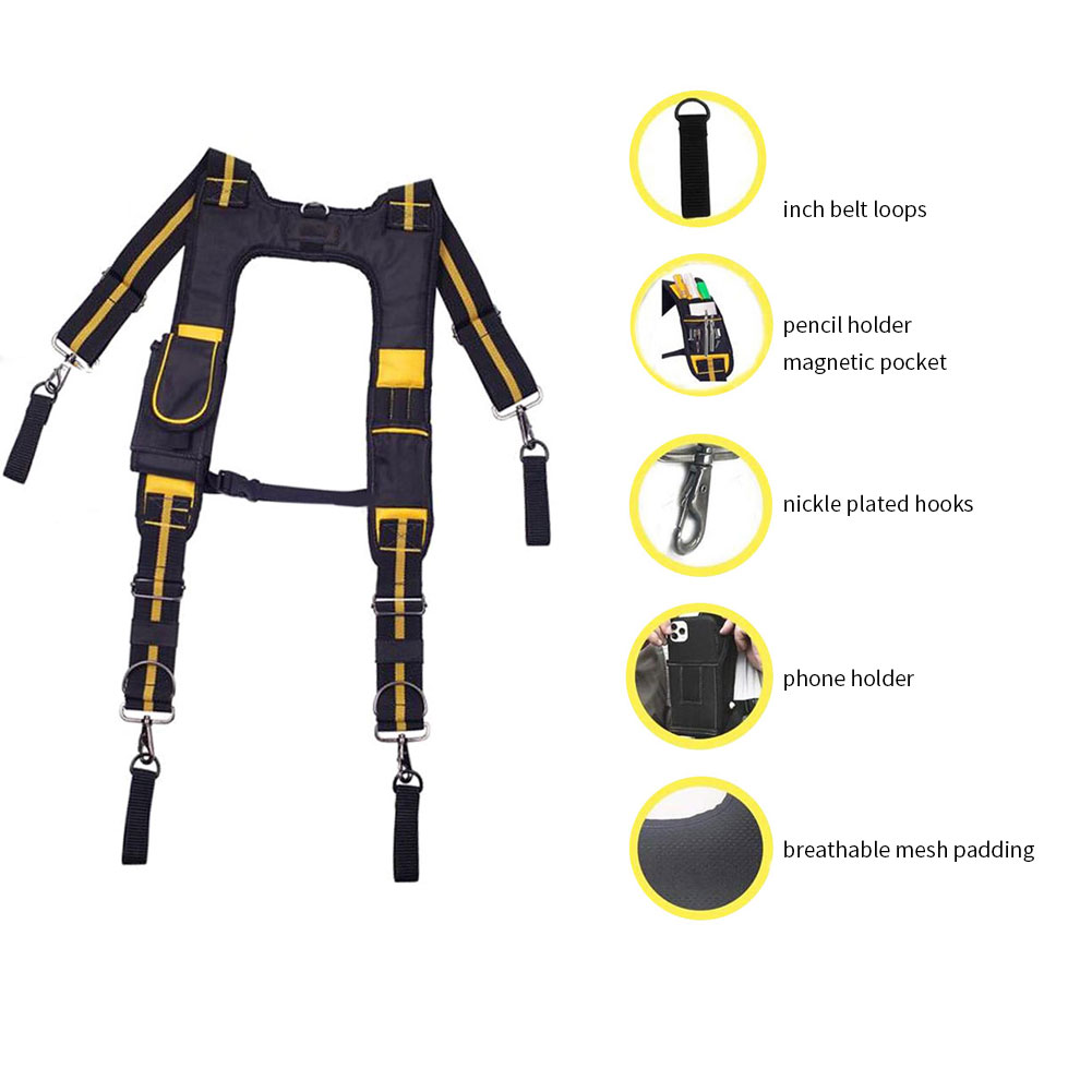 Bretelles de ceinture à outils Type H avec aimant, sangle de harnais à outils rembourrée, plate-forme de Suspension pour électricien
