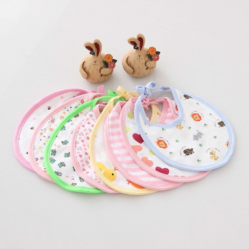 5Pcs Baby Katoen Mode Zachte Unisex Comfortabele Cartoon Patroon Slabbetjes Willekeurige Levering