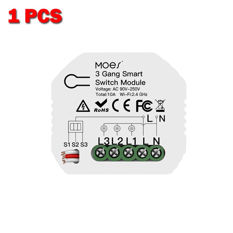 Smart Home 3 Gang DIY WiFi 2 Way Light LED Dimmer Module Switch Smart Life/Tuya APP Remote Control Work with Alexa Google Home: 1 Pcs