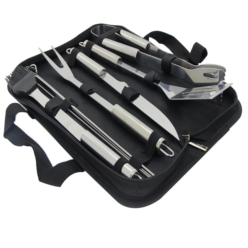 5~20 PCS Stainless Steel BBQ Tools Set Barbecue Grilling Utensil Accessories Camping Outdoor Cooking Tools Kit with Aluminum Box: 9 PCS 1Set