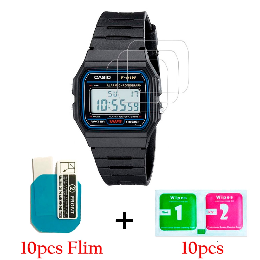 10PACK For Casio Men's Classic F91W-1 Nano Explosion-proof Screen Protector F91W-1 HD Anti-shock Smartwatch LCD Guard Film