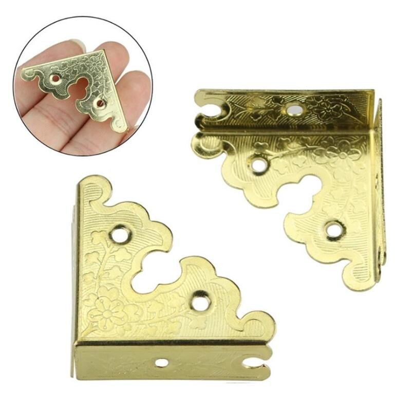 1pc Antique Style Iron Corner Protection Printing Right Iron Protection Angle Wrap Wooden Box Furniture Cabinet Corner Corn G2F8