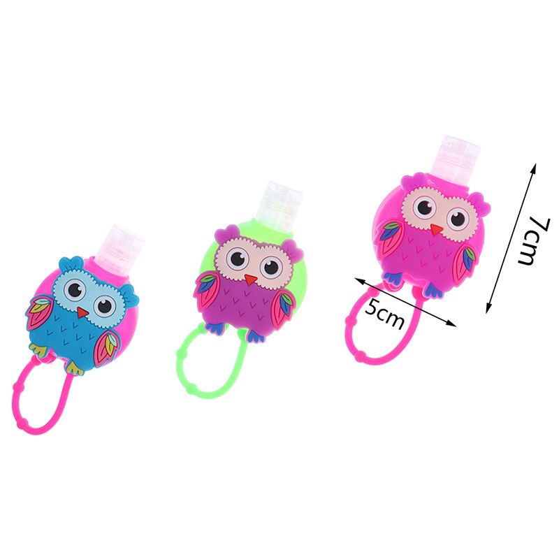 1PC Cartoon Owl Silicone Bath Body Hand Sanitizer Bottle Antibacterial Holder 30ML