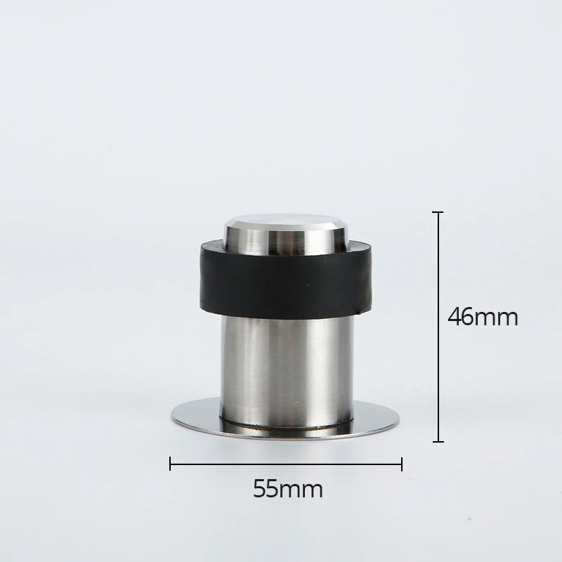 Türhalter aus Edelstahl 304, runder Türstopper, zylindrischer Haushalts-Türstopper, Sicherheit, kein Stanzen von Löchern erforderlich, Gummi, Zuhause: Silber