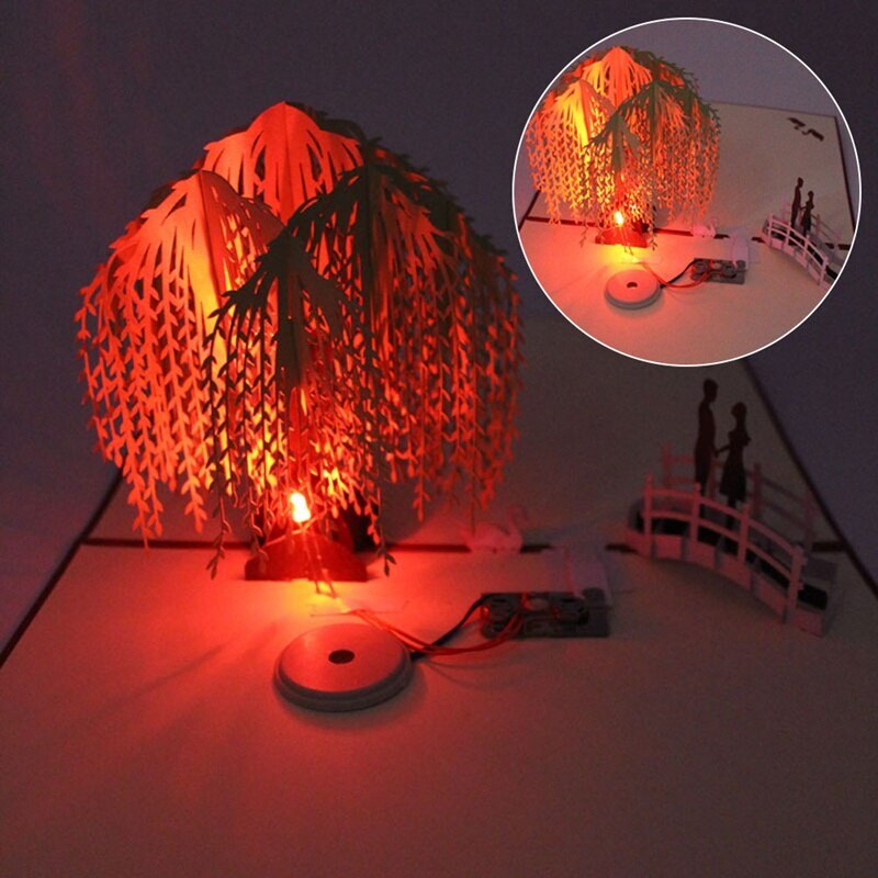 3D Paper-Cutting LED Christmas Greeting Card Card Handmade Pop Up Postcard Glowing Birthday Christmas Music Greeting Card