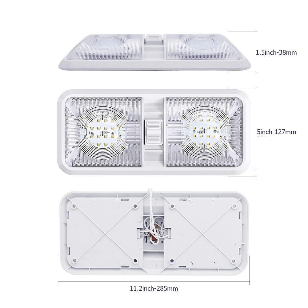 Plafonnier LED intérieur de voiture, 12V, 4500K, éclairage d&#39;intérieur, lampe de lecture, pour camping-Car, camping-Car, caravane, Marine, Double dôme