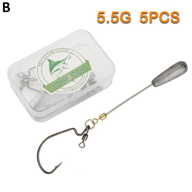 Pesas de pesca con ruedas giratorias, aparejo de tiro, anzuelos Offset, 5 unids/caja, 4g-12g