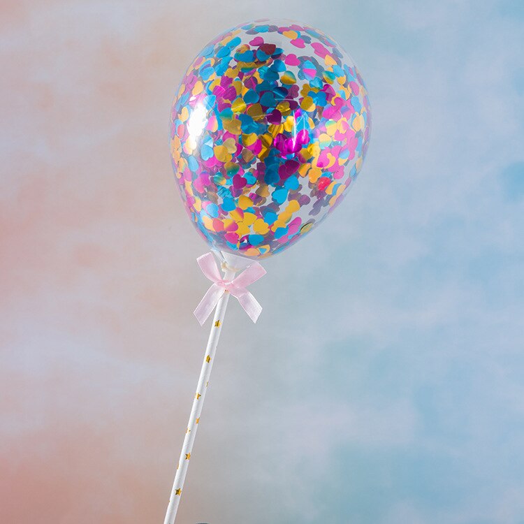 2 stk bursdagsdekorasjon paljettballong gjennomsiktige hjerteformede ballonger konfetti festkaketilbehør: 4