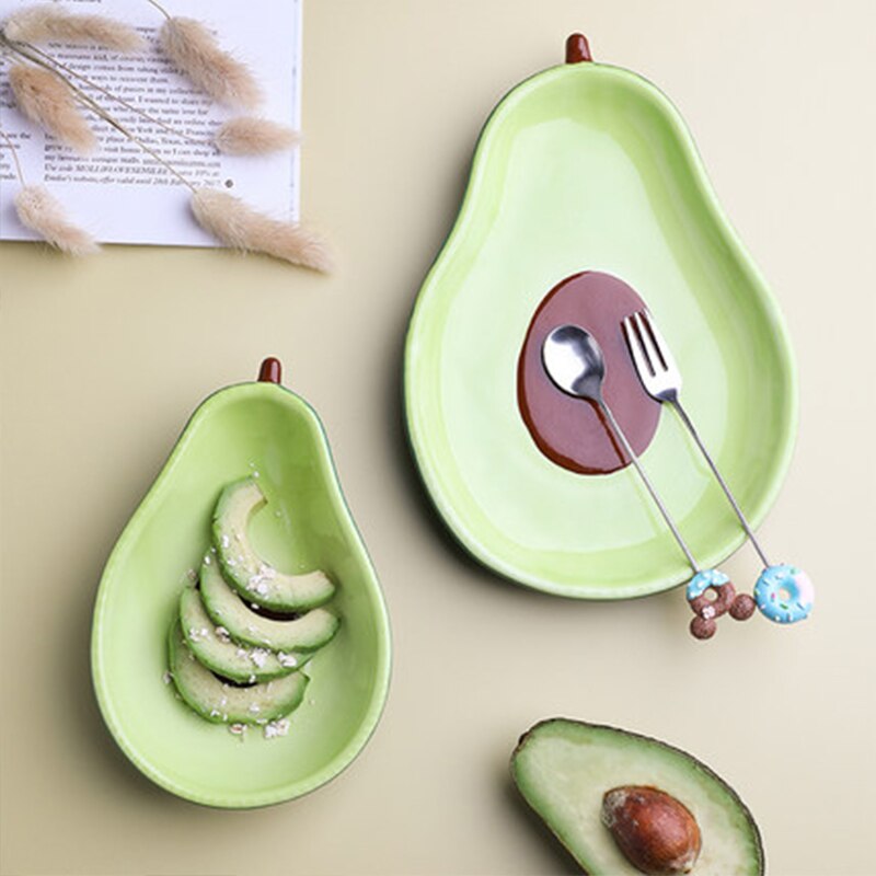 Exquisite, Hand-Made, Practical, Lovely Avocado Ceramic Plate, Household Fruit Salad, Heart Plate, Small Plate.