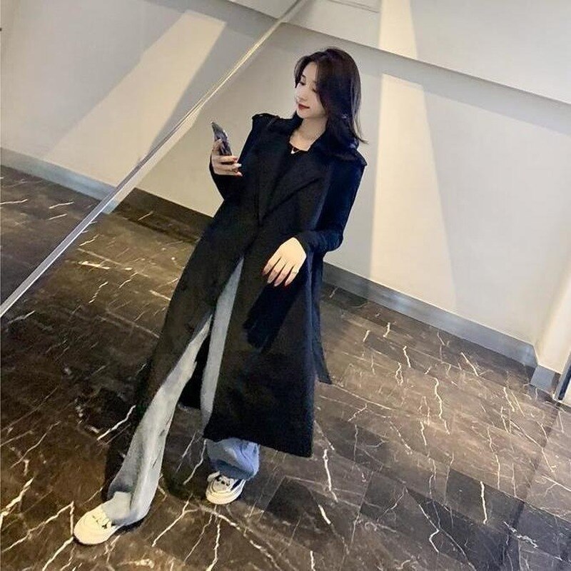 Trench-coat sans manches pour femmes, ceinture de printemps, couleur Pure, passe-partout, de rue, coupe-vent, Style coréen Ins