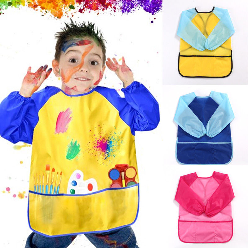 Blouse de peinture pour enfants, imperméable, Anti-usure, bavoir à manches longues, chemise de peinture, tablier d'école pour garçons et filles
