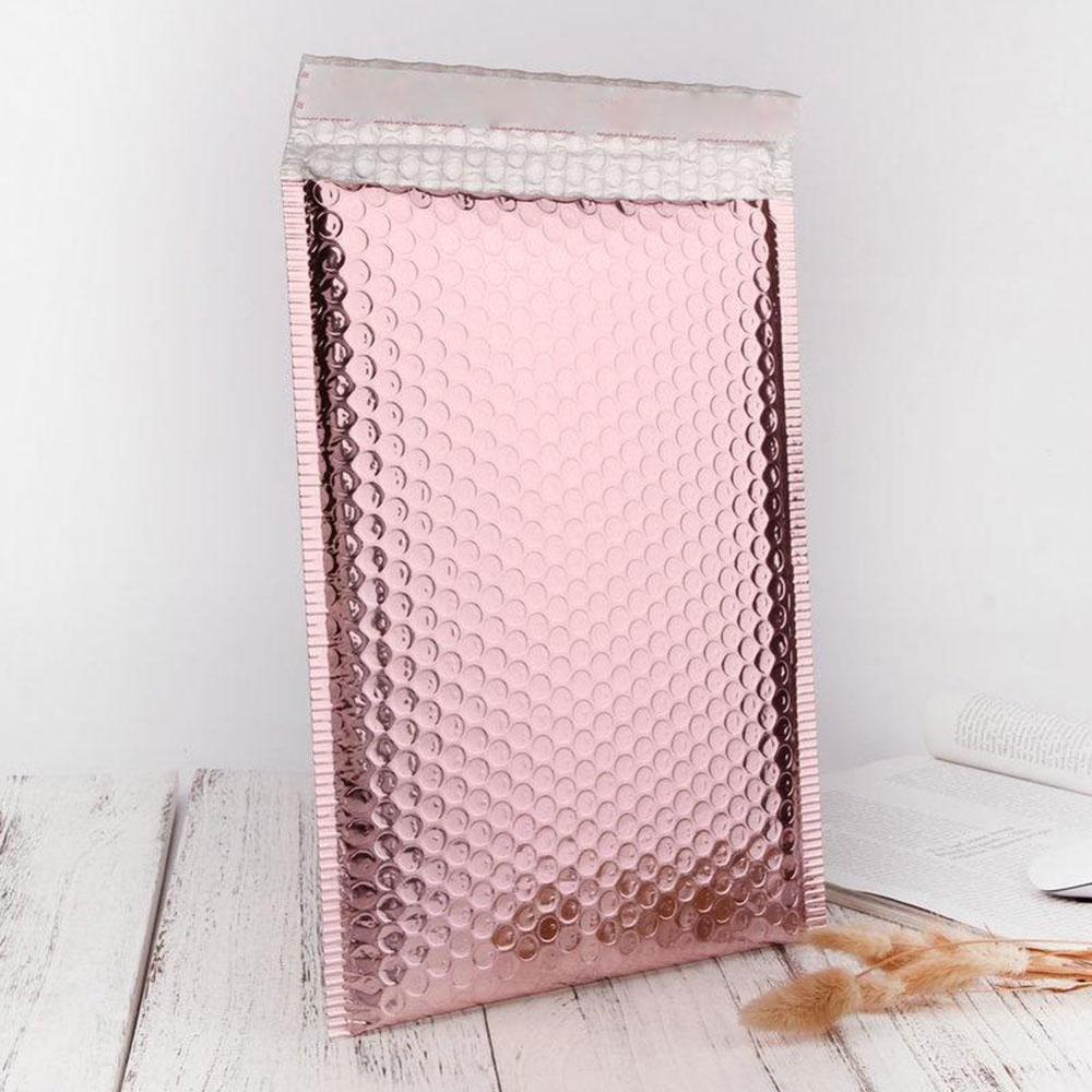 Rosa guldpåse bubbla kuvert / rosa guld folie bubbla mailer för förpackning & bröllop favor väska & posta kuvert