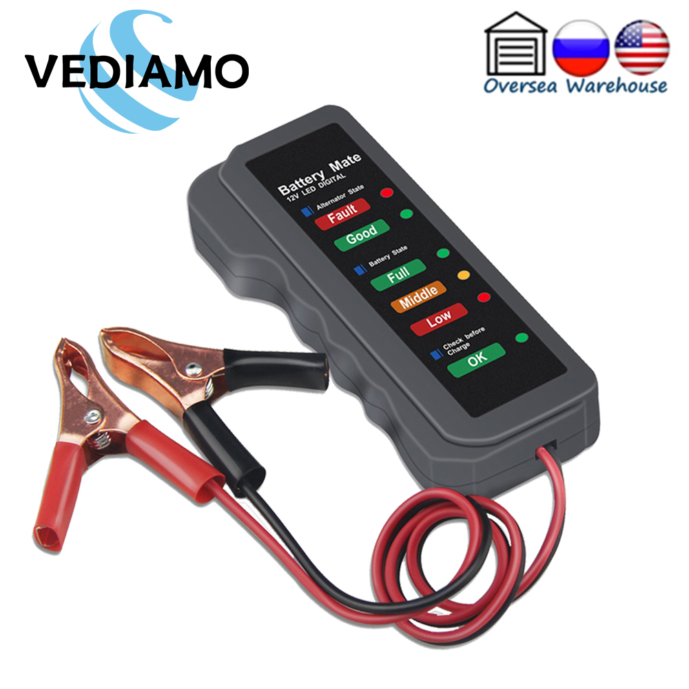 12V Car Battery Tester Vehicle Alternator Test 12 Volt Batteries Check Diagnostic Tool For Automobile And Motorcycle Accessories