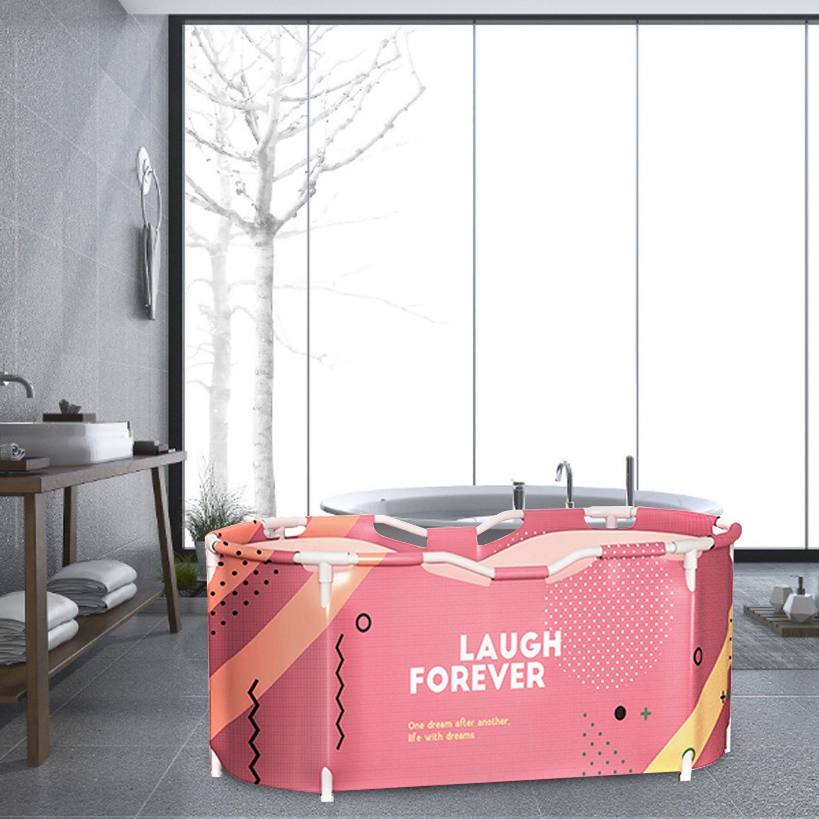 Folding Bathtub Suit Durable Comfortable Bath Skin SPA Tub Barrel Bathing Bucket Adult Household Bathroom Can Storage Bathtubs