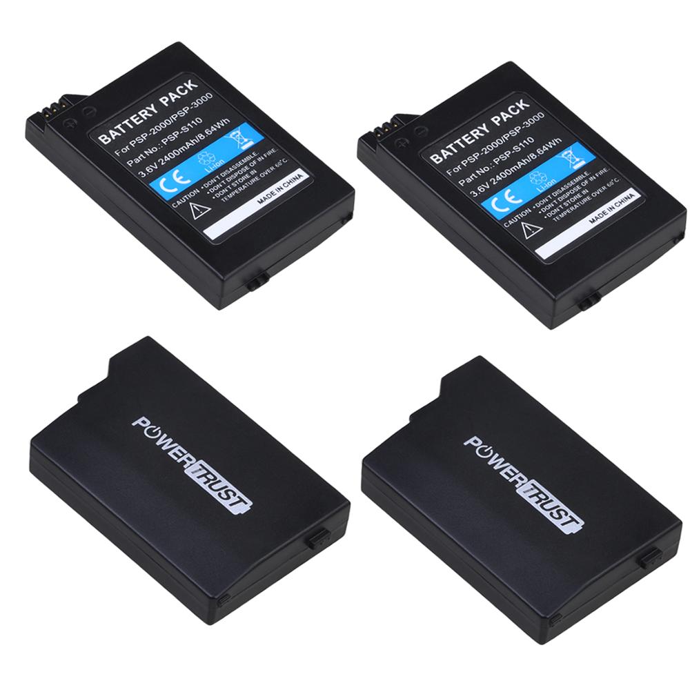 2x PSP2000 PSP-3000 PSP-S110 Battery and Charger for Sony PSP2000 3000 PlayStation Portable Controller PSP-2000 PSP-2001: 4Battery