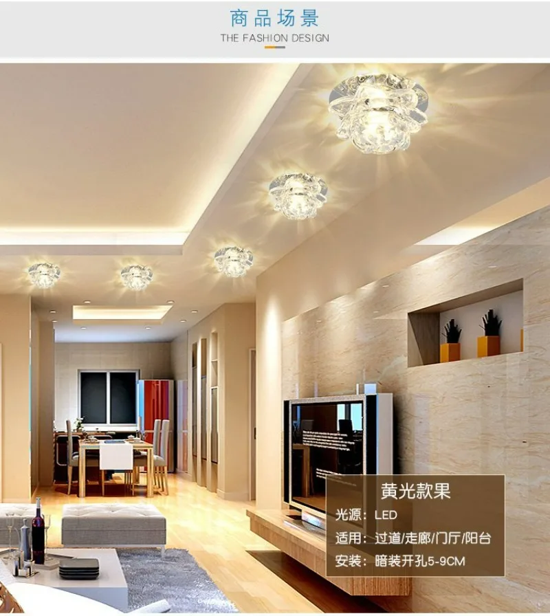 Kristall Strahler LED Deckenleuchte Eingebettet Wohnzimmer Downlight Decke Gang Licht Korridor Licht