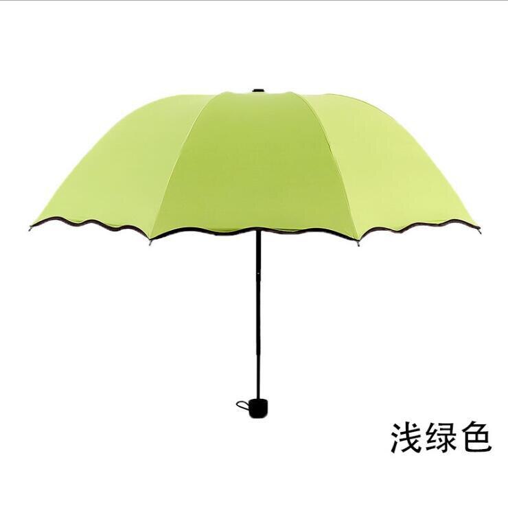 Paraguas de lluvia estilo universitario resistente al agua, paraguas que cambia de Color, sombrilla gruesa para mujer protección UV Water Open Th: Green