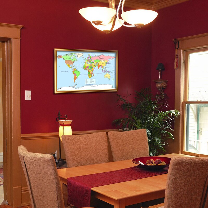 90x60cm Canvas World Map In Spanish Political Distribution Map of The World Spanish Wall Art Poster for Home Office Decoration