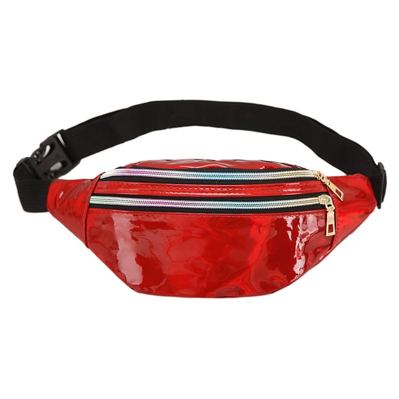 Mode Vrouwen Fanny Pack Holografische Riem Taille Bag Lady Meisjes Hologram Reizen Schouder Borst Bag Party Hip Bum Bag Telefoon pouch: Rood