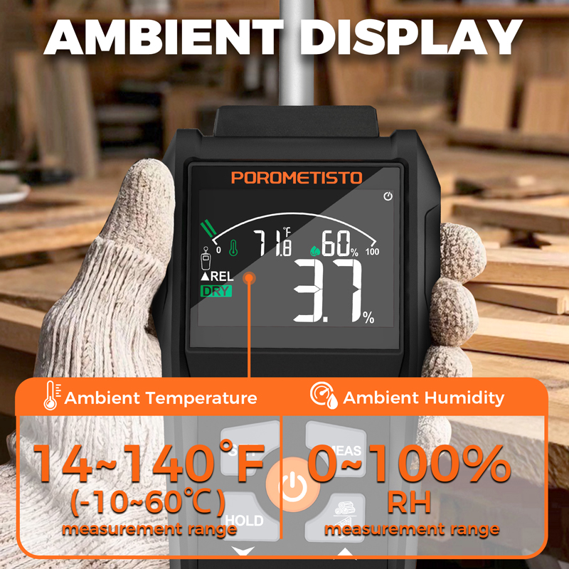 2IN1 Pin & Roestvrij Houtvochttester Houtwerk Digitale Houtvochtigheidstester met LCD-scherm 0 ~ 99,9% Hout Vochtige Houtdetector