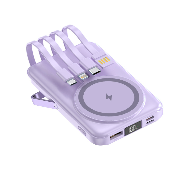 200000mAh Magnetic Wireless Power Bank with Phone Holder Portable Charger Fast Charging Battery for IPhone Magsafe PowerBank: Silver / 5000mAh