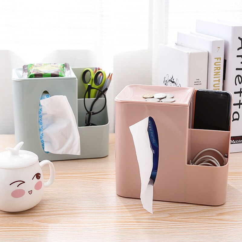Multifonctionnel télécommande boîte de rangement boîte à mouchoirs bureau en plastique boîte à mouchoirs salon chambre distributeur de mouchoirs boîte