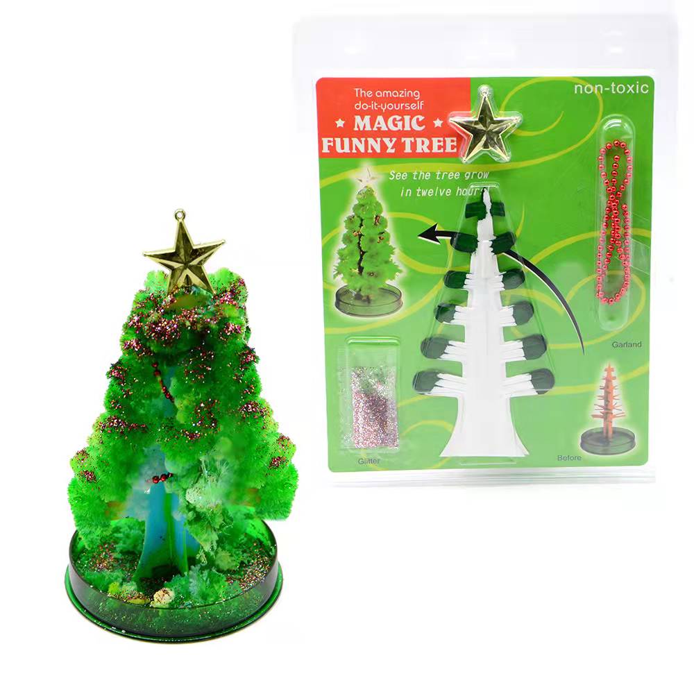 DIY magiczne rosnące papierowe kryształy drzewo drzewo wiśni magicznie zabawne choinki dzieci nowe zabawki nauka zabawka dla dzieci: Green Tree B