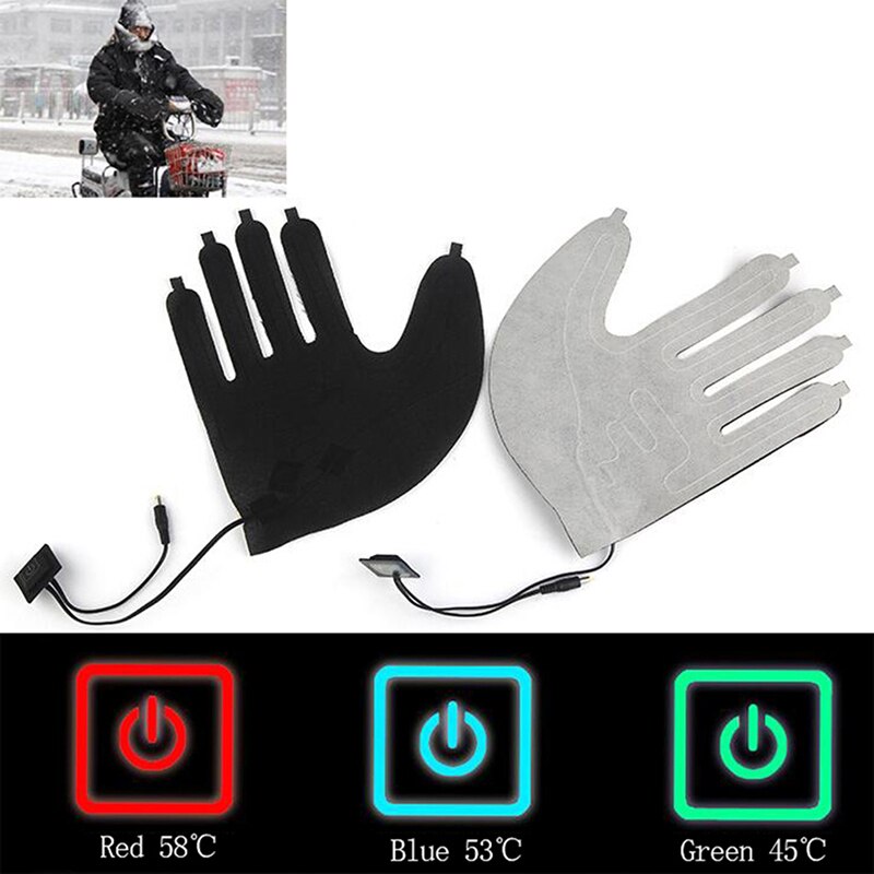 Luva elétrica portátil de aquecimento, 5v para motocicleta, anti-adesivo, inverno, térmica, acessórios com dedos quentes, dobrável
