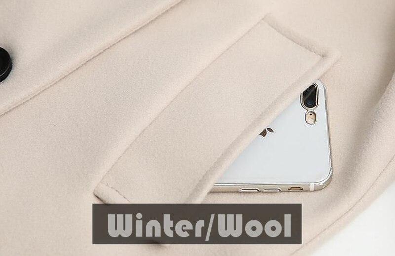 Koreaanse winterwoljas voor dames, grijze jassen met lange mouwen en jassen voor dames, wollen trenchcoat voor dames, plus size xxl: Abrikoos / Xxl