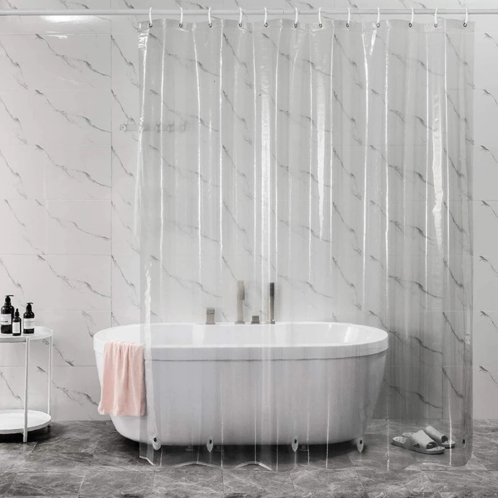 PEVA-Duschvorhang, wasserdichter Kunststoff, durchsichtige Badvorhänge, transparent/bunt, Badezimmervorhänge, Mehltau, Zuhause, Luxus mit Haken