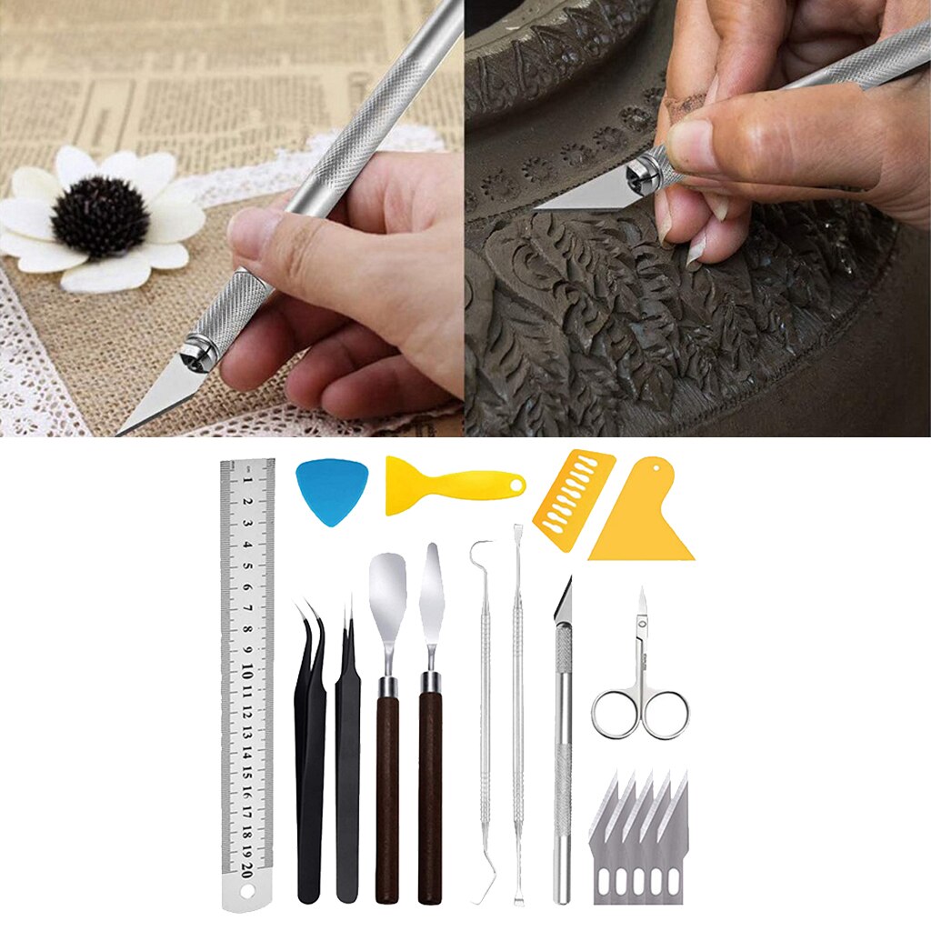 18pcs Craft Tools Set, Precision Vinyl Weeding Tools for Silhouettes/Cameos/Lettering/Cutting/Splicing