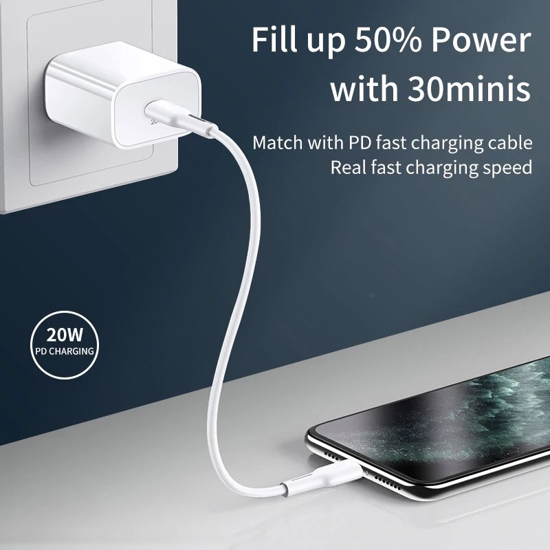 20W Fast Charger for iPhone 12 Pro Max 11 12 Mini XR XS X 8 Plus PD Charging USB C Charger Adapter for iPad Pro Air 4 20 W