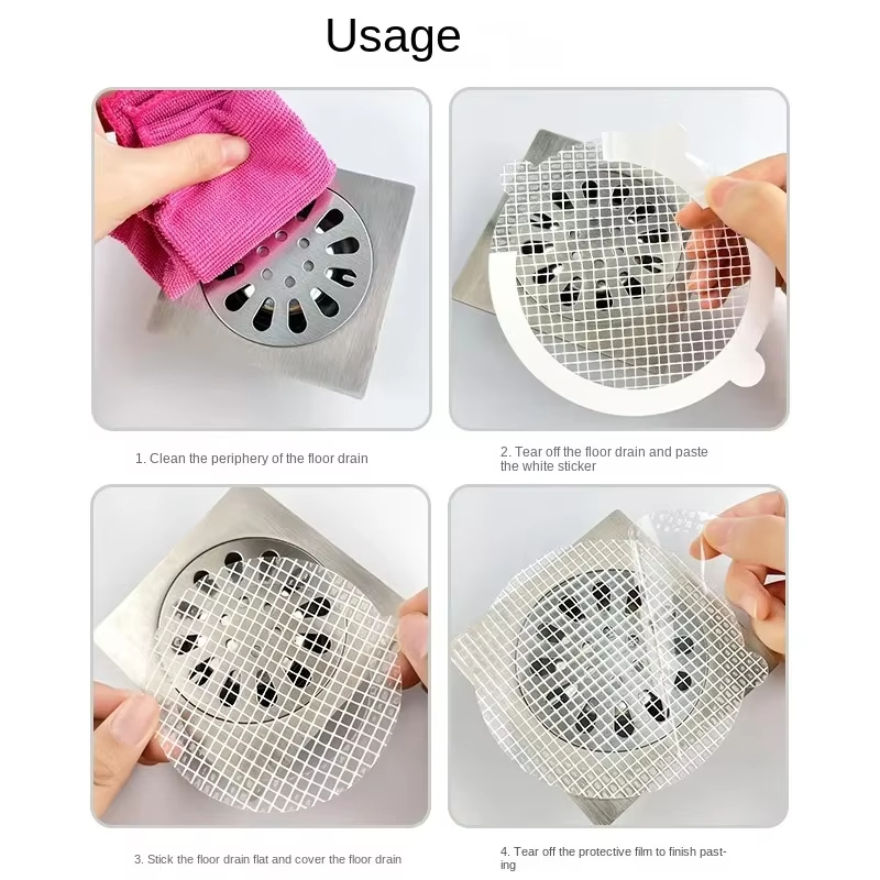 Disposable Shower Drain Hair Catcher Mesh Shower Drain Covers Floor Sink Strainer Filter Hair Stopper For Bathroom Kitchen